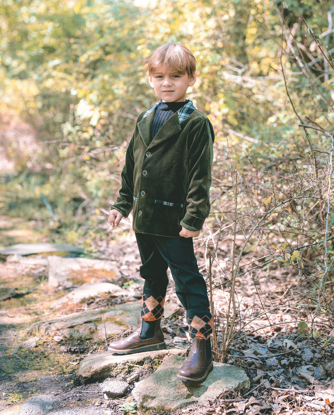Mini Nod Velvet Boy Suit Black/Green