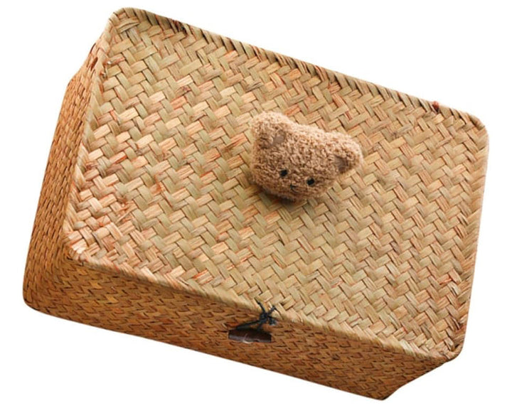 Wicker Gift Box With Teddy Bear