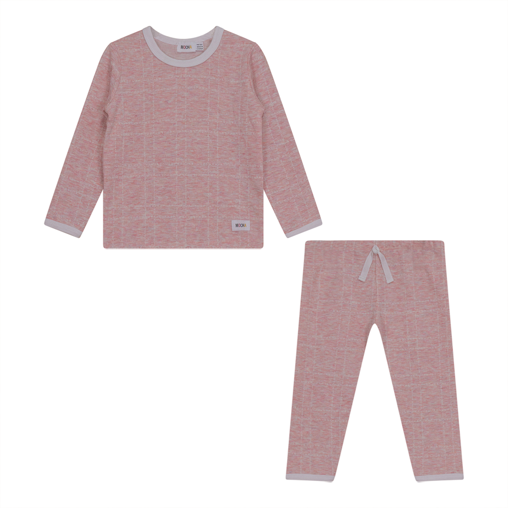 Mocha Pink Text Grid Loungewear
