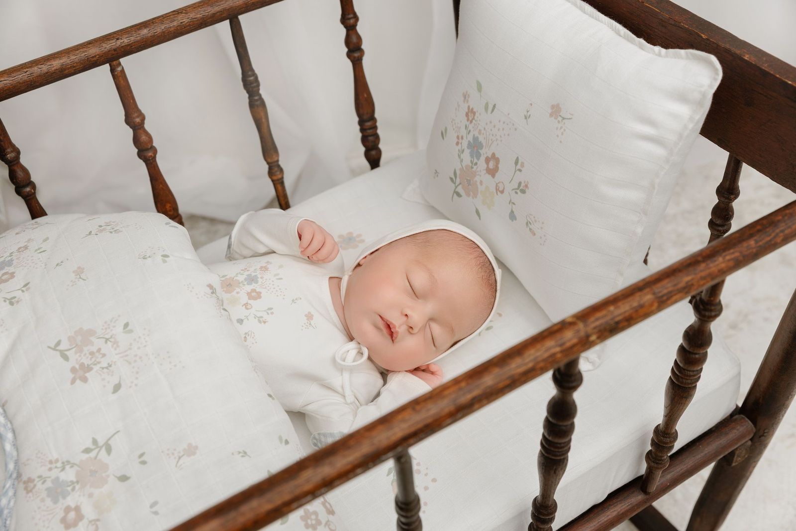 Baby Blue Gingham Floral Footie Set by Peluche – Soft Cotton Sleepwear