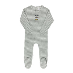 Ely's & Co Jersey Cotton Checked Race Car Collection Footie Soft Cotton Baby Footed Onesie Checked Race Car Print