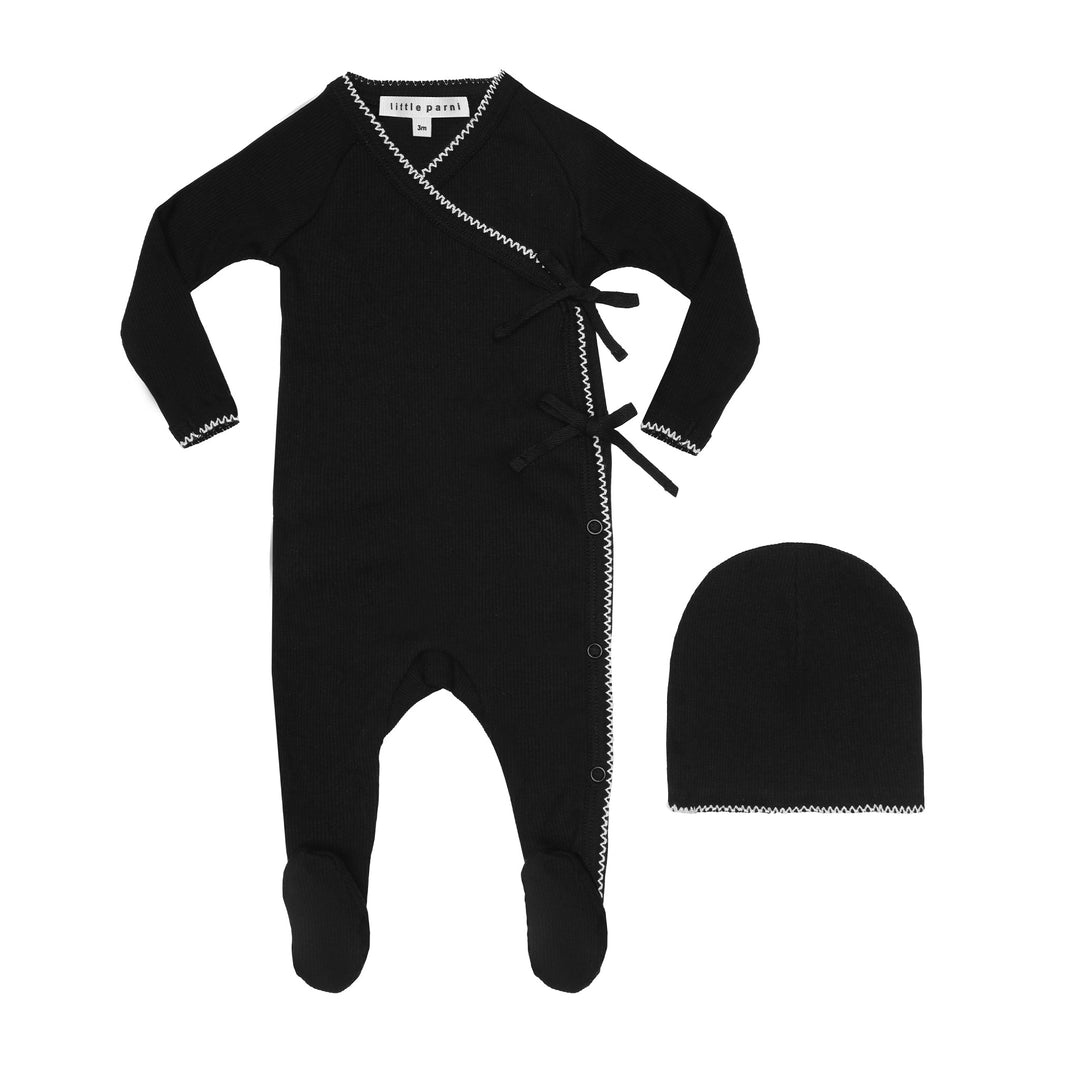 BABY PICO STRETCHY AND BEANIE SET - BLACK -K229