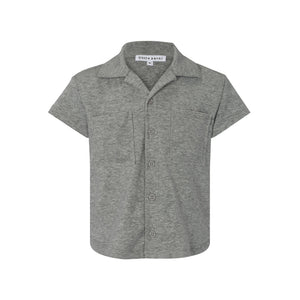 Little Parni - Grey Ribbed Boys Button Down Shirt | K238