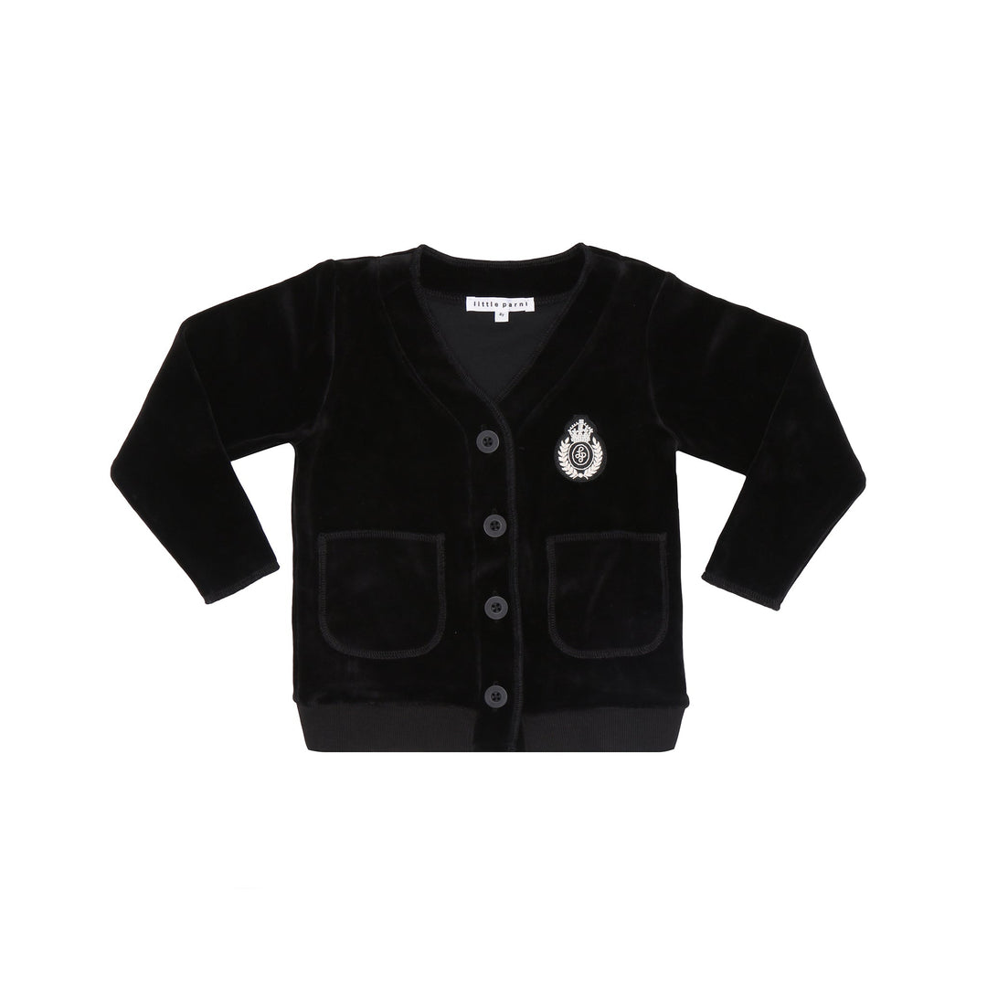 Parni Black Emblem Boys Cardigan