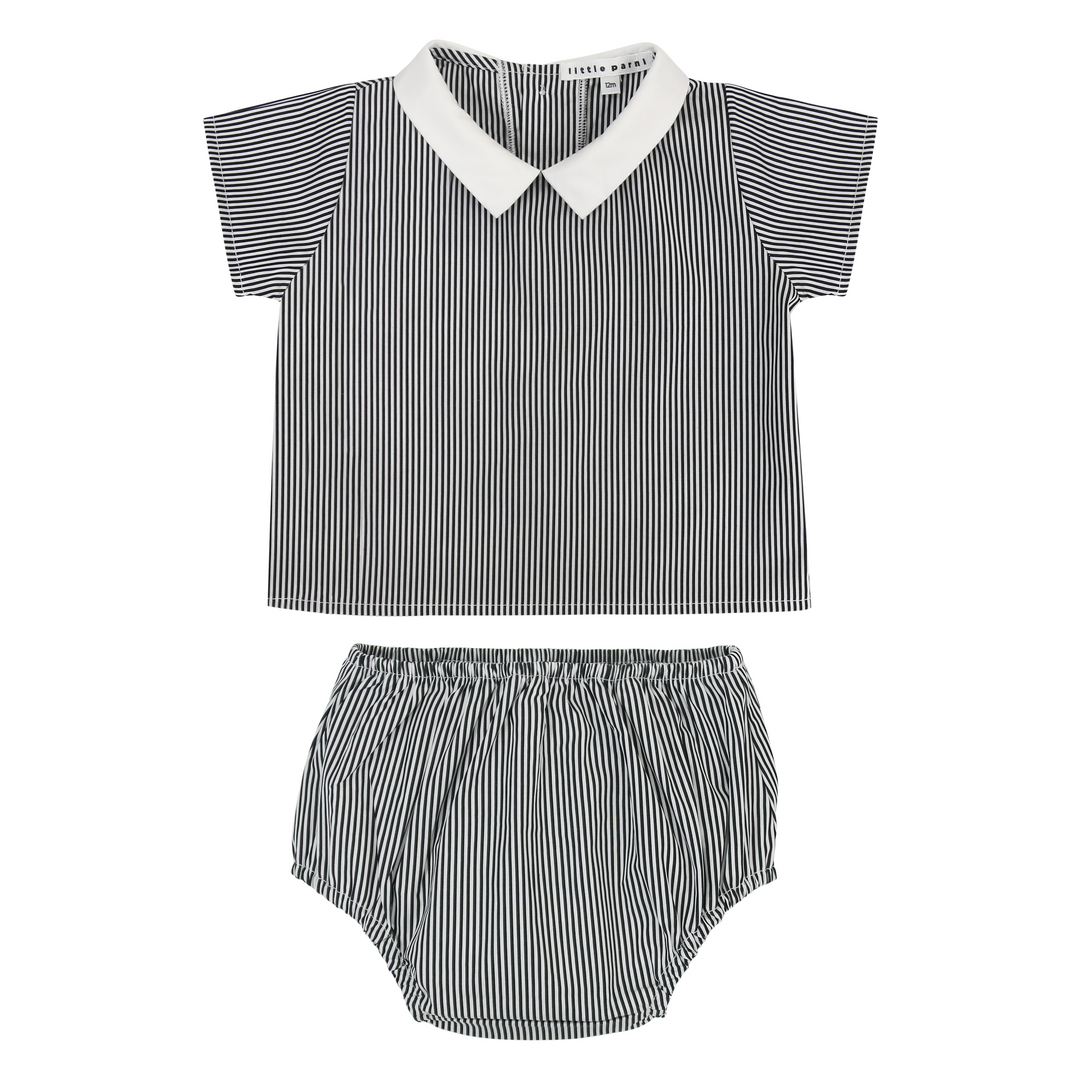 Parni Black and White Stripe Baby 2 Piece Set