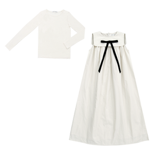 parni ivory taffeta maxi bow jumper