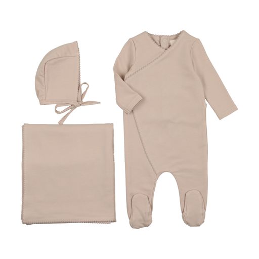 Mema Knits Oatmeal Picot Edge 3 Pc Set