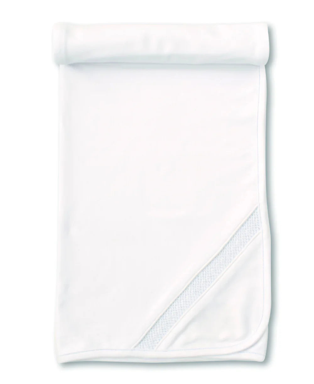 Kissy Kissy White/Light Blue Smocked Blanket