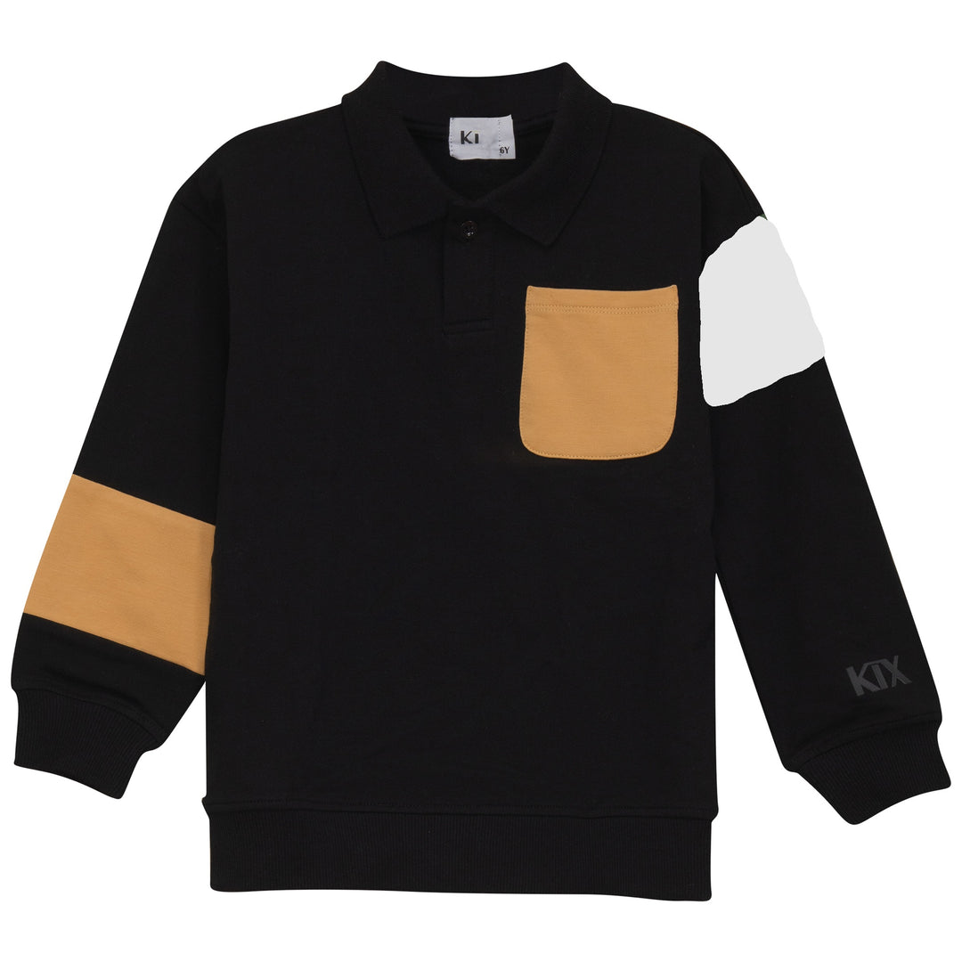 Kix Black/Green Colorblock Polo