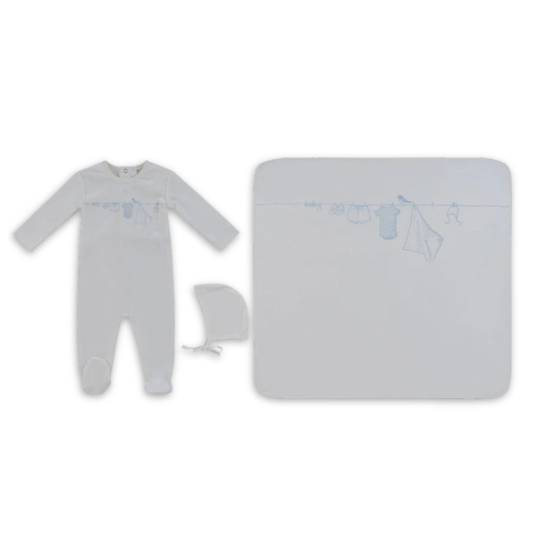Kipp Baby Spring Velour Footie 3 Piece Set Soft Velour Baby Outfit Cozy Design