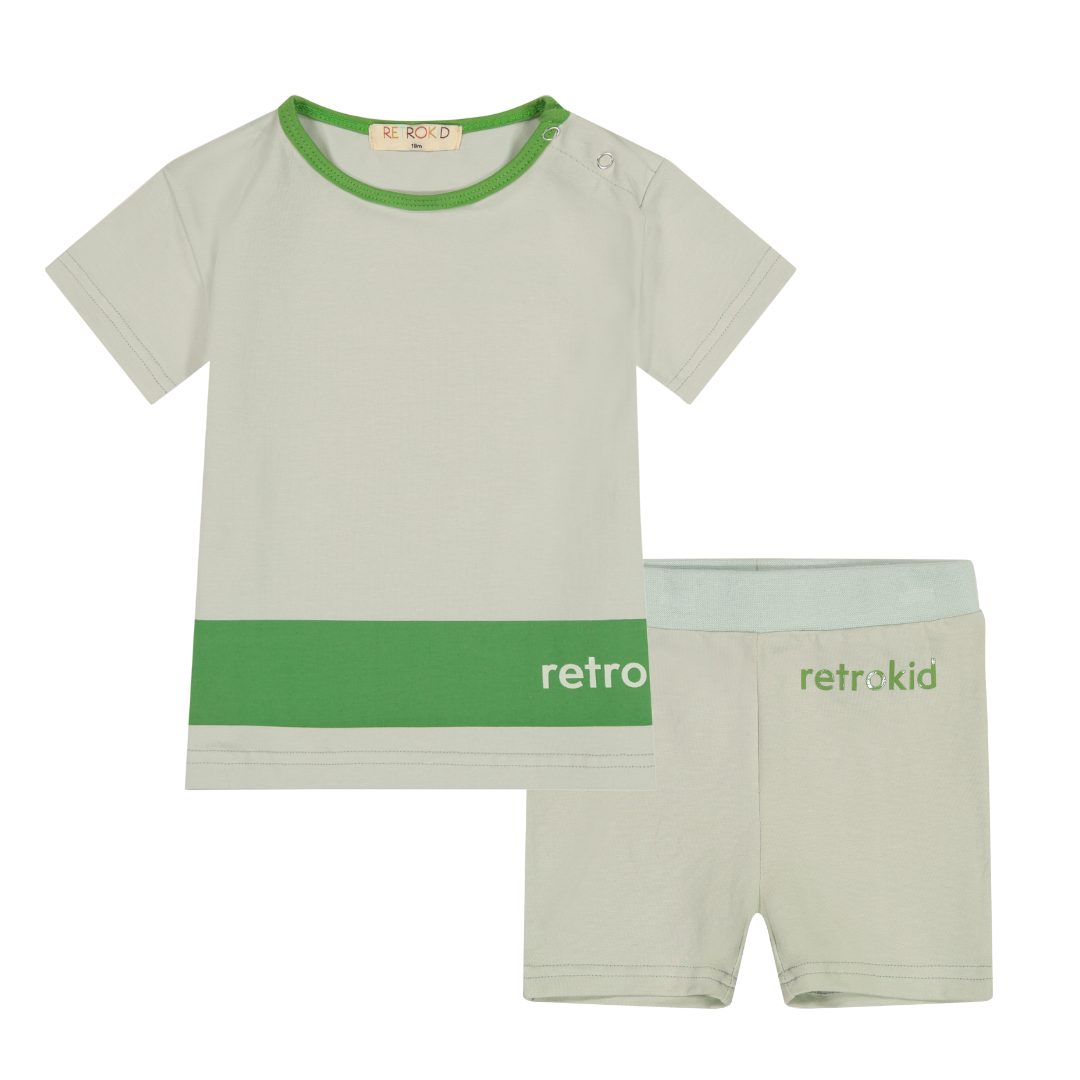 Retro Kid Sage Play Baby Tee + Shorts Set