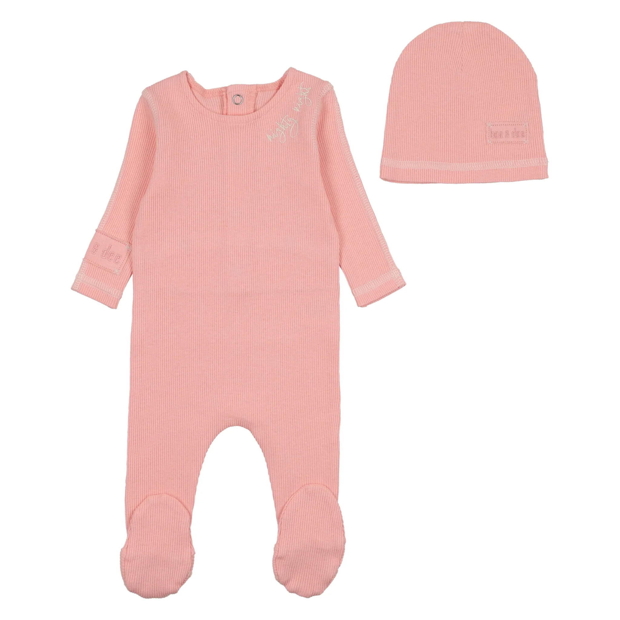 Bee and Dee - Contrast Footie/Beanie - Coral