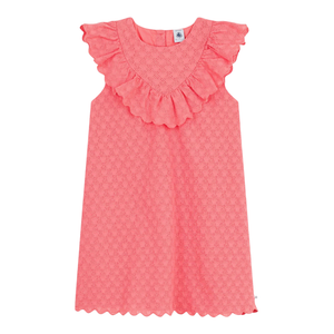 Petit Bateau - Girl Sleeveless Eyelet Dress with Ruffles