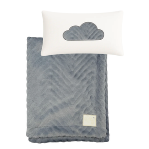Ritz Shaped Zigzag Blanket – Soft Knit in Blue, Mauve & White