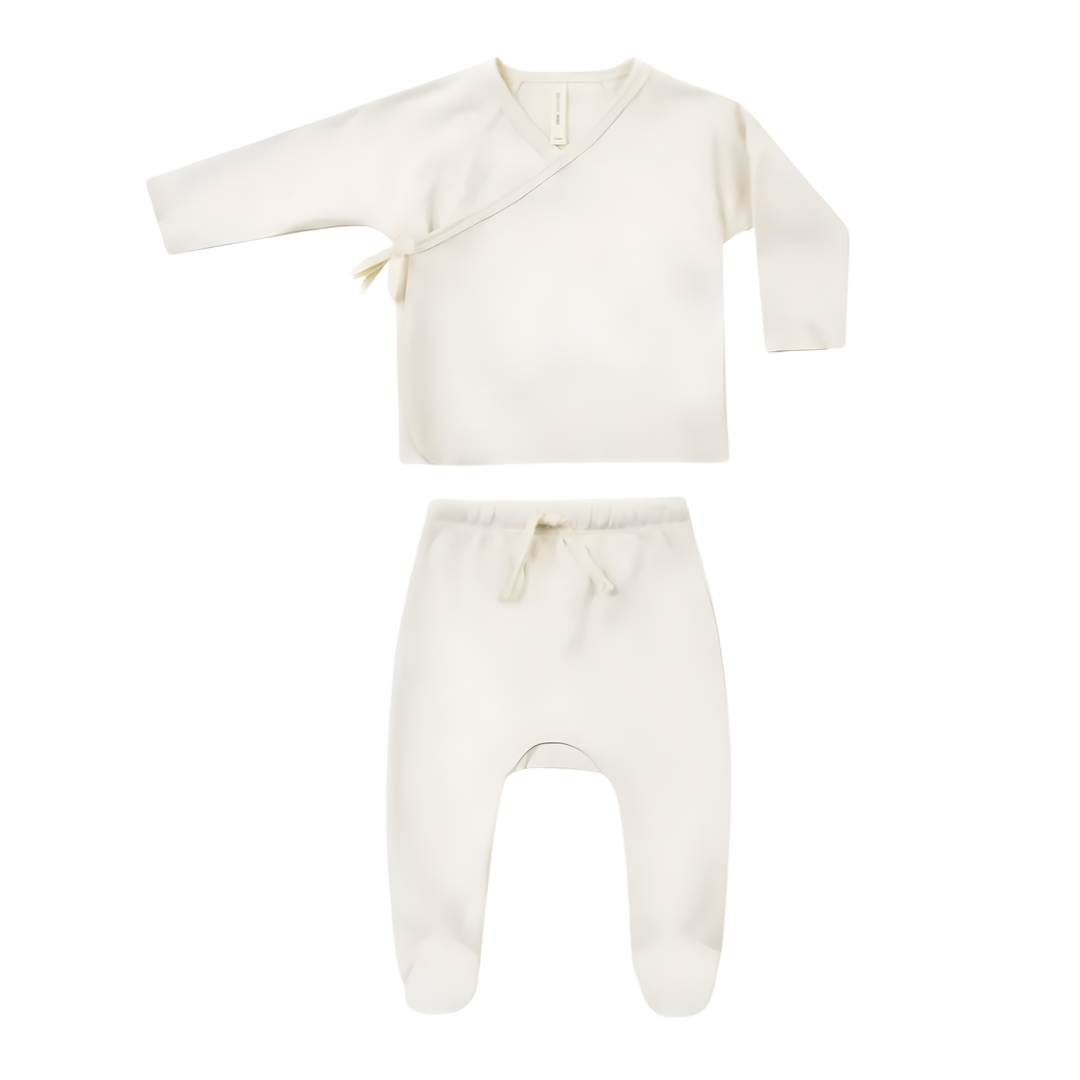Quincy Mae Ivory Wrap Footed Set | Organic Cotton Newborn Outfit