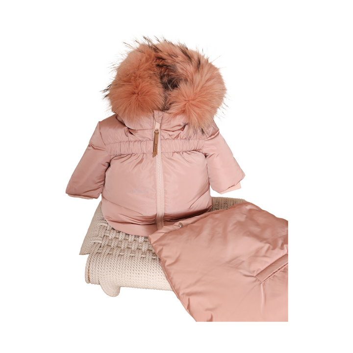 Gathered High Waist Baby Jacket in Pink & Beige – Cozy Stylish Outerwear | Mantel