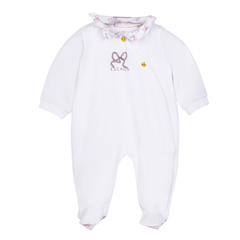 Escada Infant Girl Bright White Long Sleeve Footie – Luxury Baby Sleepsuit