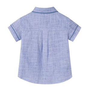 Nou Nelle Blue Linen Piped Shirt – Boys’ Classic Shirt