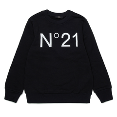 N21 Black Felpa Sweatshirt – Kids’ Designer Logo Pullover