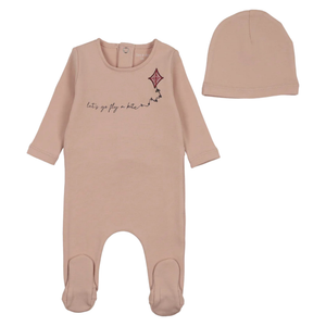 Bee & Dee Rose Lets Go Footie and Beanie Set Vibrant Pink Travel Inspired Newborn Toddler Outfit