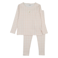 Bee & Dee Chalk White Goose Plaid Loungewear Girls Whimsical Boutique Newborn Toddler Outfit