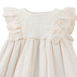 Gingersnaps Baby Elowyn Ruffle Sleeved Dress with Embroidery