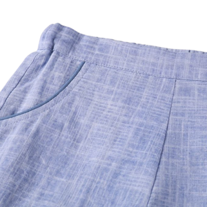 Nou Nelle Blue Linen Piped Short– Boys’ Classic Short