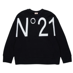 Kids Black Drop Shoulder Sweatshirt by N21 – Logo Pullover