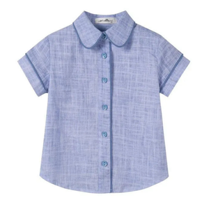 Nou Nelle Blue Linen Piped Shirt – Boys’ Classic Shirt