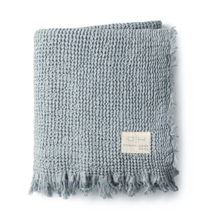 DH Waffle Muslin Baby Blanket – Soft & Breathable in Cream, Blue & Pink