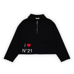N°21 Girls Black Zip Sweatshirt with ❤️ Patch