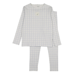 Bee & Dee Chalk White Goose Plaid Loungewear Boys Whimsical Minimalist Boutique Newborn Toddler Outfit