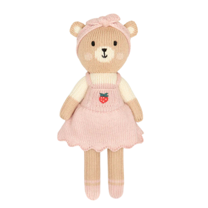 Tuntun - Emma The Bear With Strawberry 11" Pink & Natural