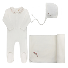 Ely’s & Co. – Ivory/Pink Embroidered Trim Collection Take Me Home Set