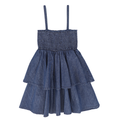 Smocked Tiered Denim Jumper