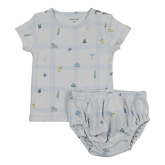 Bee and Dee - Summer Plaid Short Set - Crisp Blue