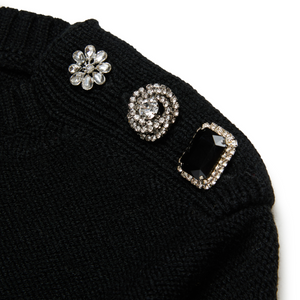 🖤 N21 Black Decorative Button Sweater – Italian Designer Luxury
