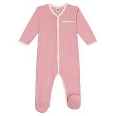 Petit Bateau - Baby Front Snap Footie with Petit Amour - Pink