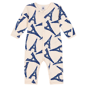 Petit Bateau - Baby Eiffel Tower Print Footie – White Blue