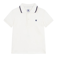 Petit Bateau - Boys Short Sleeve Polo T-Shirt – White