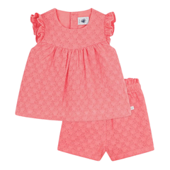 Petit Bateau - Baby Girl 2pc Set Eyelet Top and Shorts
