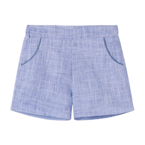 Nou Nelle Blue Linen Piped Short– Boys’ Classic Short