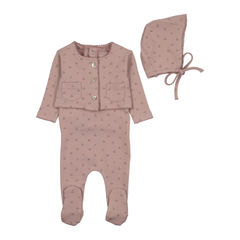 Bee & Dee Rose Floral Cardigan Outfit Girls Vintage Inspired Wildflower Boutique Newborn Toddler Two Piece Set