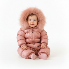 Fully Gathered Baby Bunting – Pink | Cozy Infant Winter Suit | Mantel
