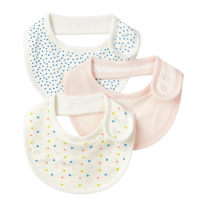 Petit Bateau Organic Cotton Baby Bibs Pack of 3 Pink