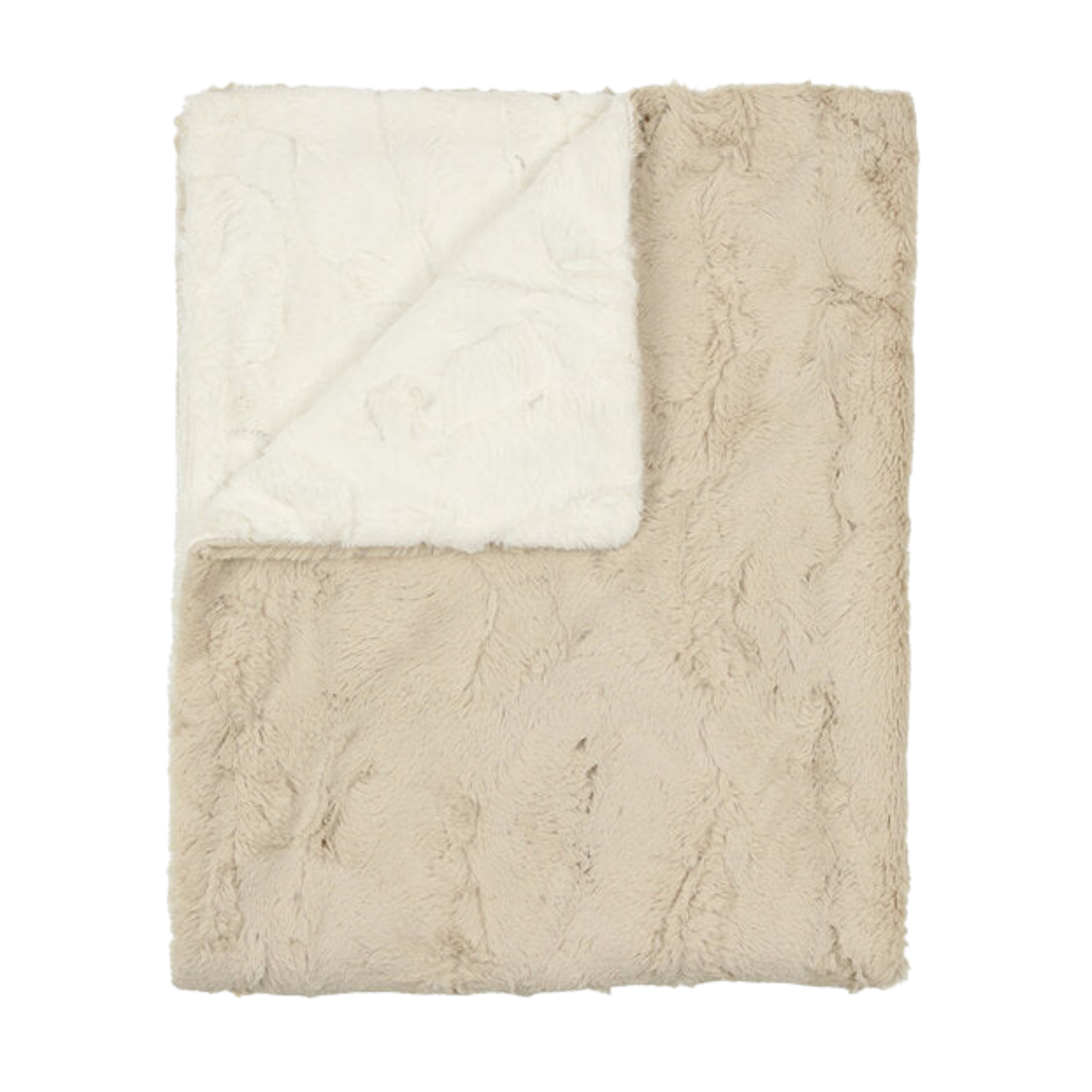 Peluche Champagne and Natural Solid Fur Blanket