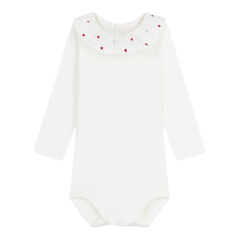 Petit Bateau - White Ruffle Collar Bodysuit – Baby Cotton Essential