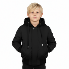 Pramie Knit Hooded Jacket – Everyday Kids Outerwear, 18M–22Y, Black