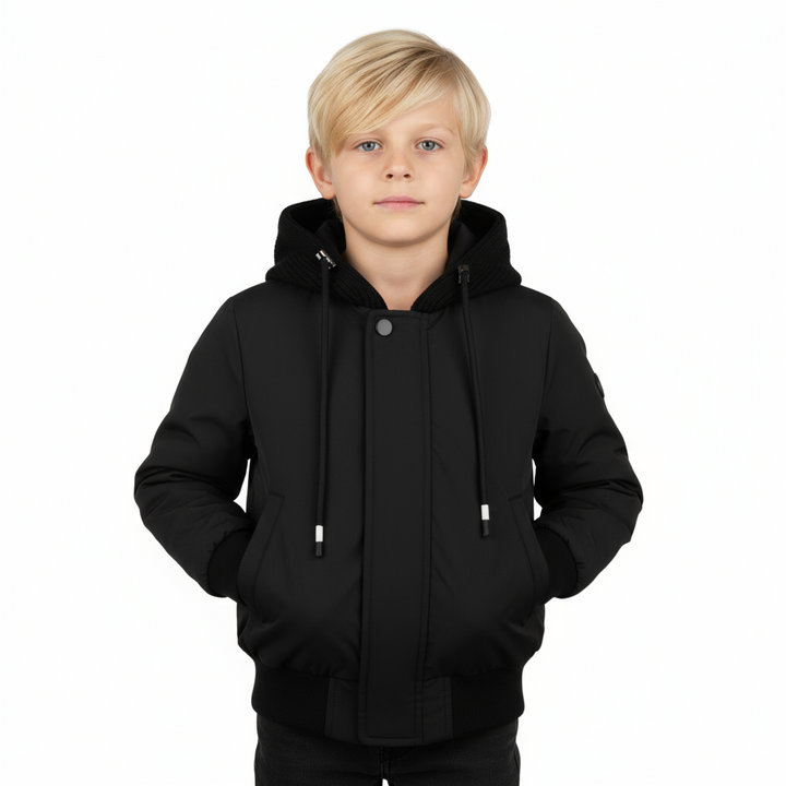 Pramie Knit Hooded Black Jacket