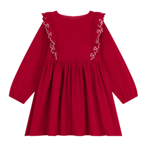 Petit Bateau - Red Organic Cotton Ruffle Dress – Girls’ Classic Style
